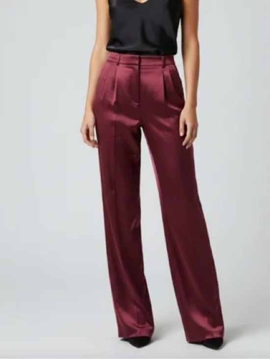 House of Harlow 1960 Pants - House of Harlow 1960 Wide-Leg Satin Pants in Plum
